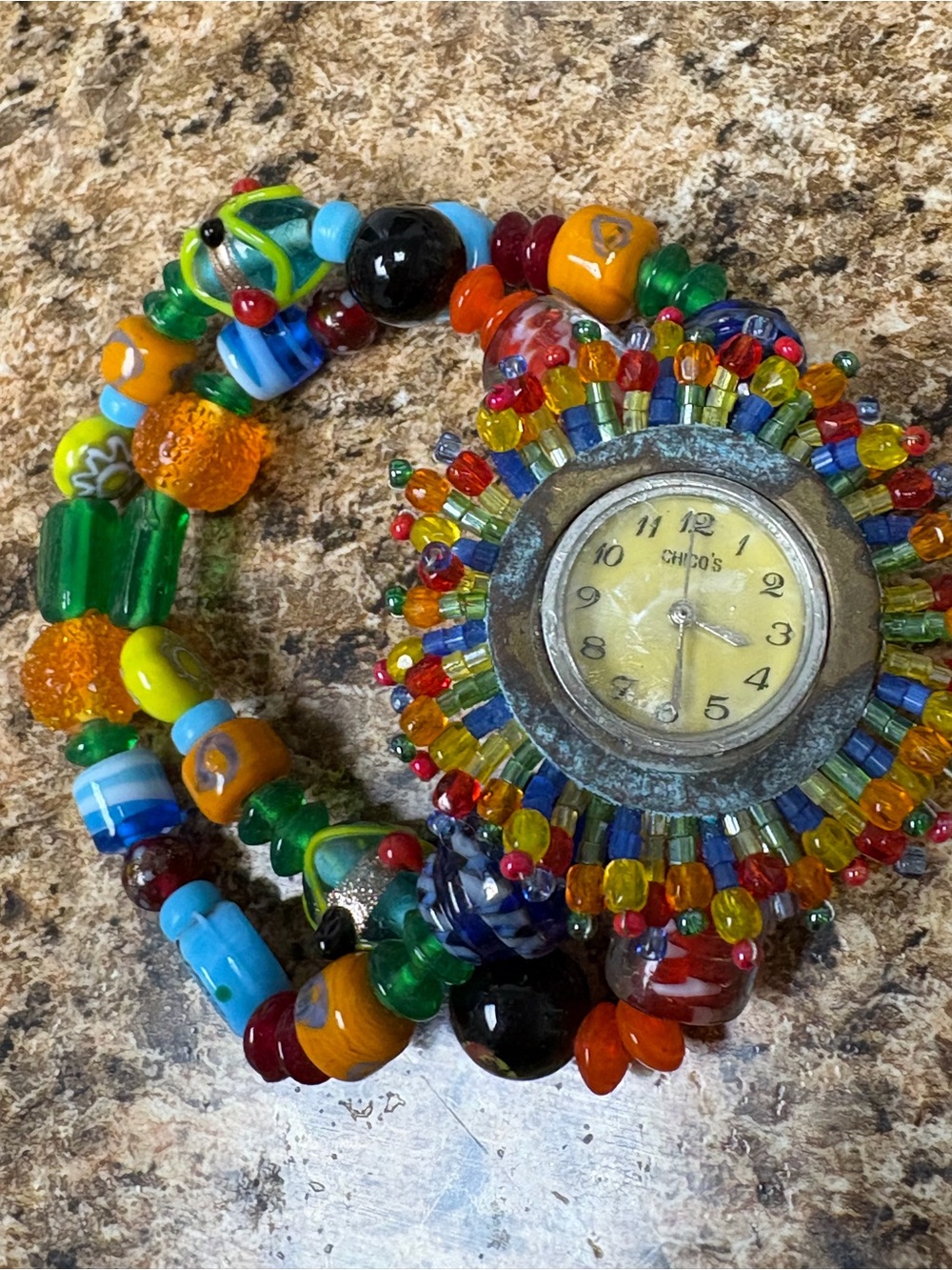 Chico's Multicolor Beaded Burst Watch Bracelet